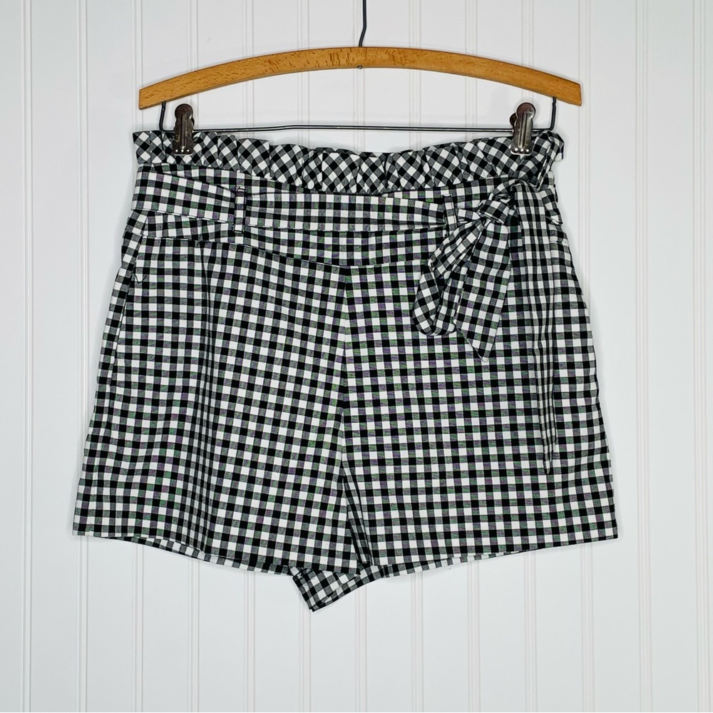 ZARA Gingham Paper Bag Shorts - Picture 2 of 7